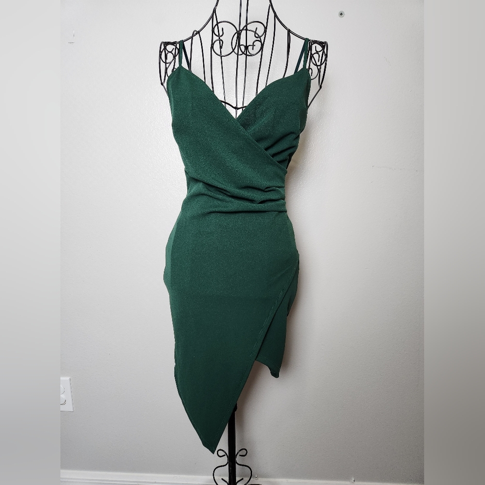 Emerald Sundae Emerald Green Wrap Front Midi Dress
